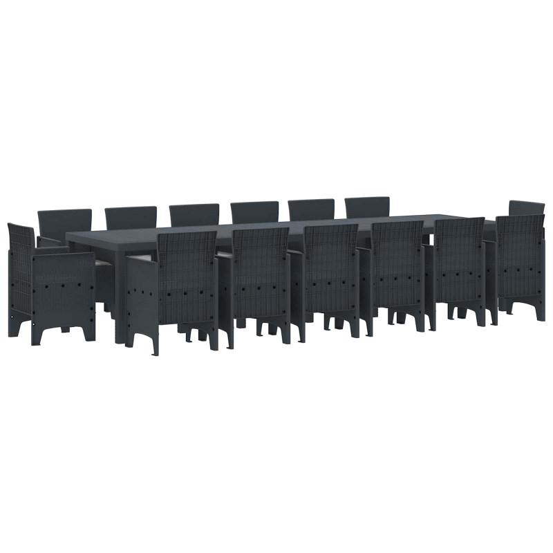 Zestaw do jadalni w ogrodzie 15 pcs Antracyt Rattan Polt