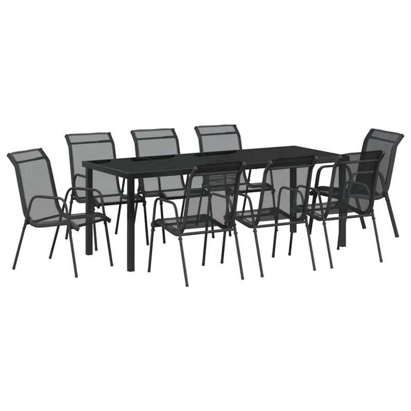 Zestaw do jadalni w ogrodzie 9 pcs Czarny