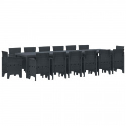 Zestaw do jadalni w ogrodzie 15 pcs Antracyt Rattan Polt