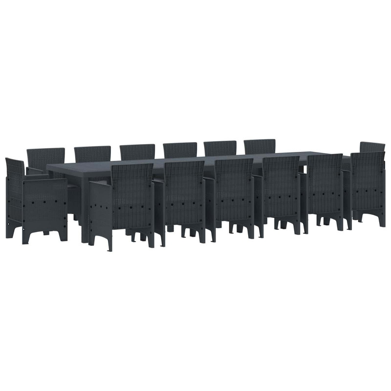 Zestaw do jadalni w ogrodzie 15 pcs Antracyt Rattan Polt