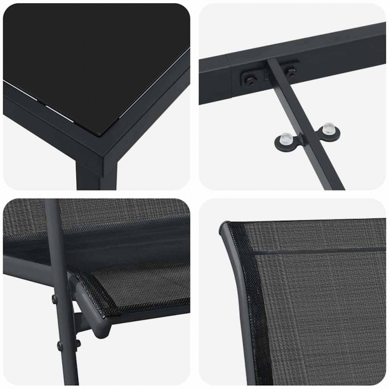 Zestaw do jadalni w ogrodzie 9 pcs Czarny