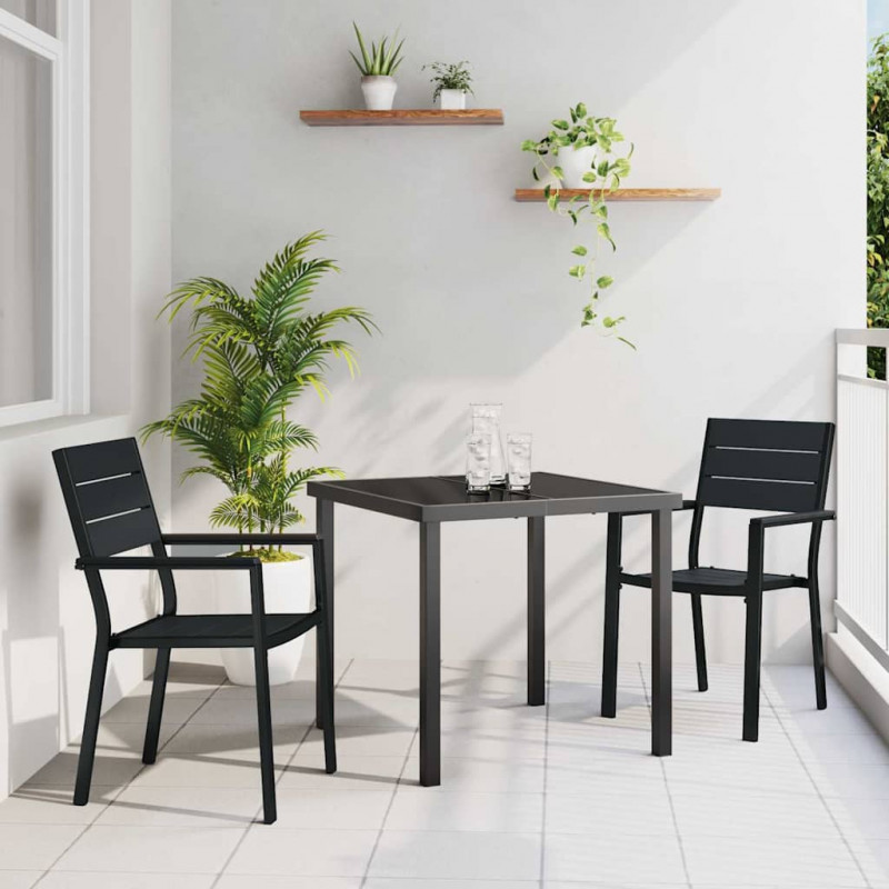 Zestaw do jadalni w ogrodzie 3 pcs Czarny