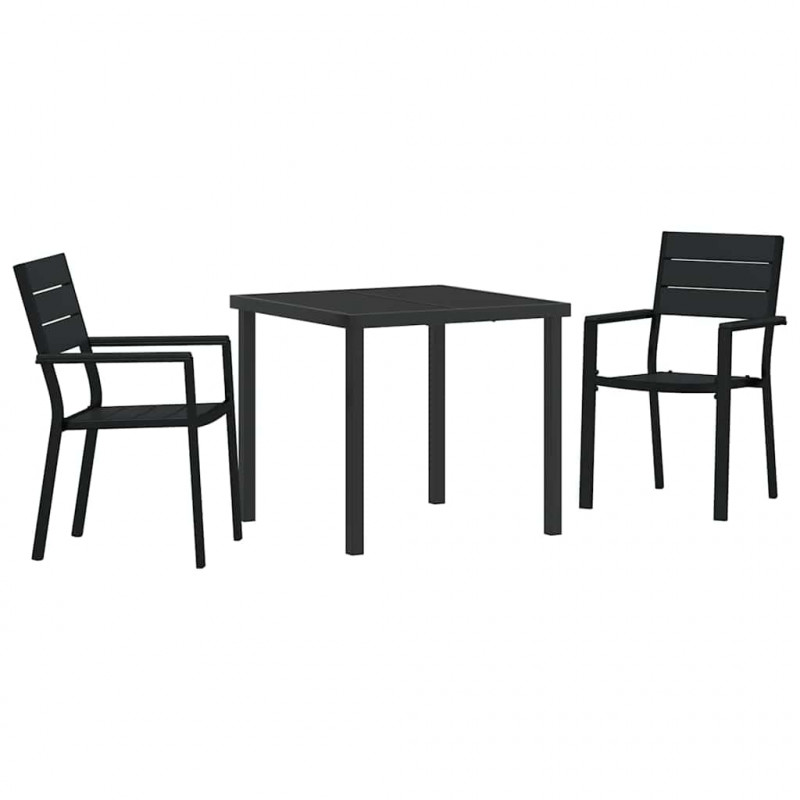Zestaw do jadalni w ogrodzie 3 pcs Czarny