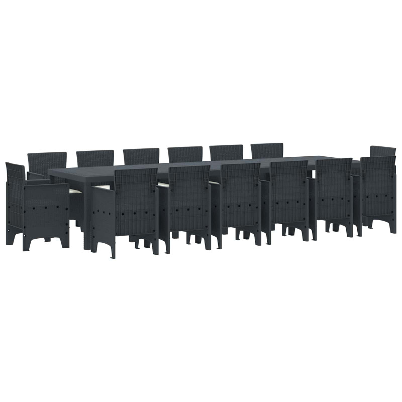 Zestaw do jadalni w ogrodzie 15 pcs Antracyt Rattan Polt