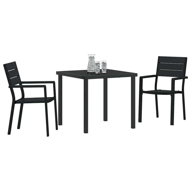 Zestaw do jadalni w ogrodzie 3 pcs Czarny