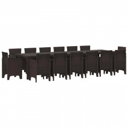 Zestaw do jadalni w ogrodzie 15 pcs Brązowy Rattan Polt
