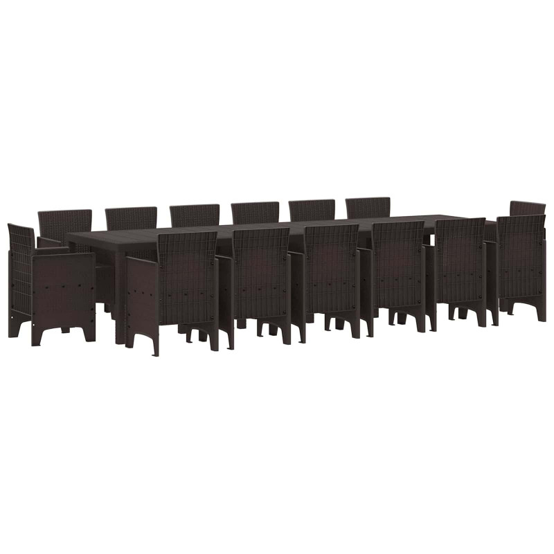 Zestaw do jadalni w ogrodzie 15 pcs Brązowy Rattan Polt