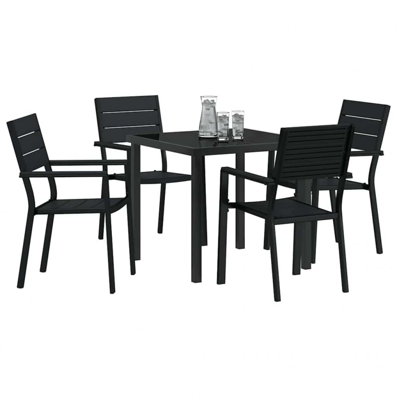 Zestaw do jadalni w ogrodzie 5 pcs Czarny