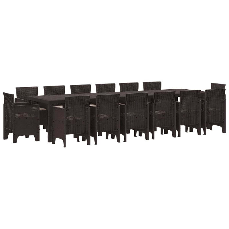 Zestaw do jadalni w ogrodzie 15 pcs Brązowy Rattan Polt