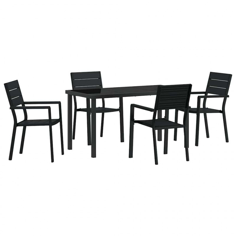 Zestaw do jadalni w ogrodzie 5 pcs Czarny