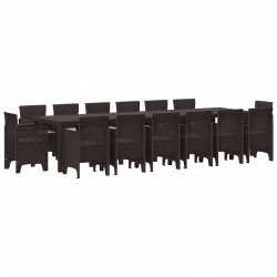 Zestaw do jadalni w ogrodzie 15 pcs Brązowy Rattan Polt