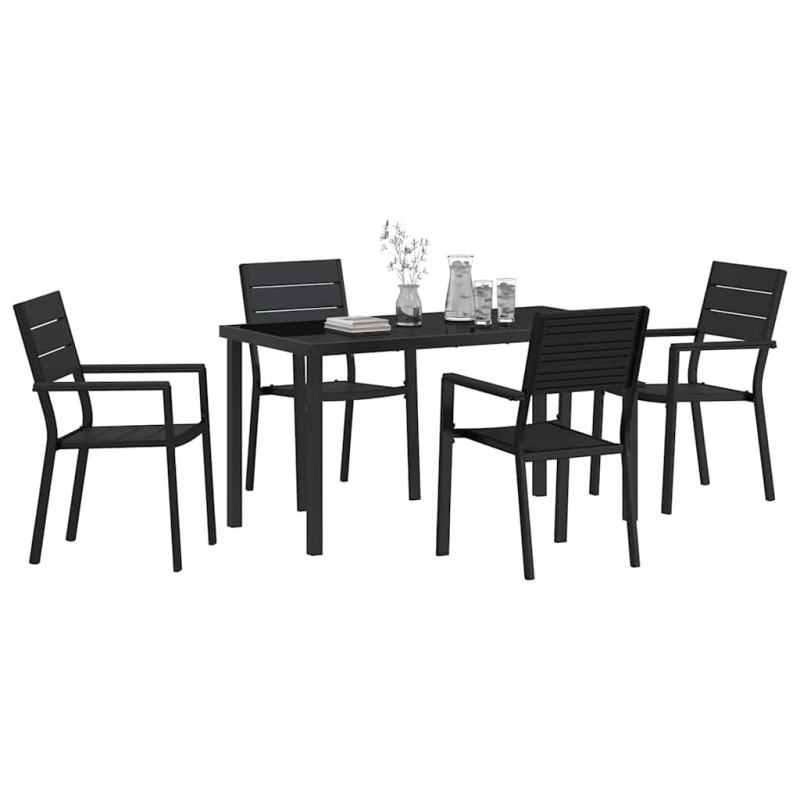 Zestaw do jadalni w ogrodzie 5 pcs Czarny