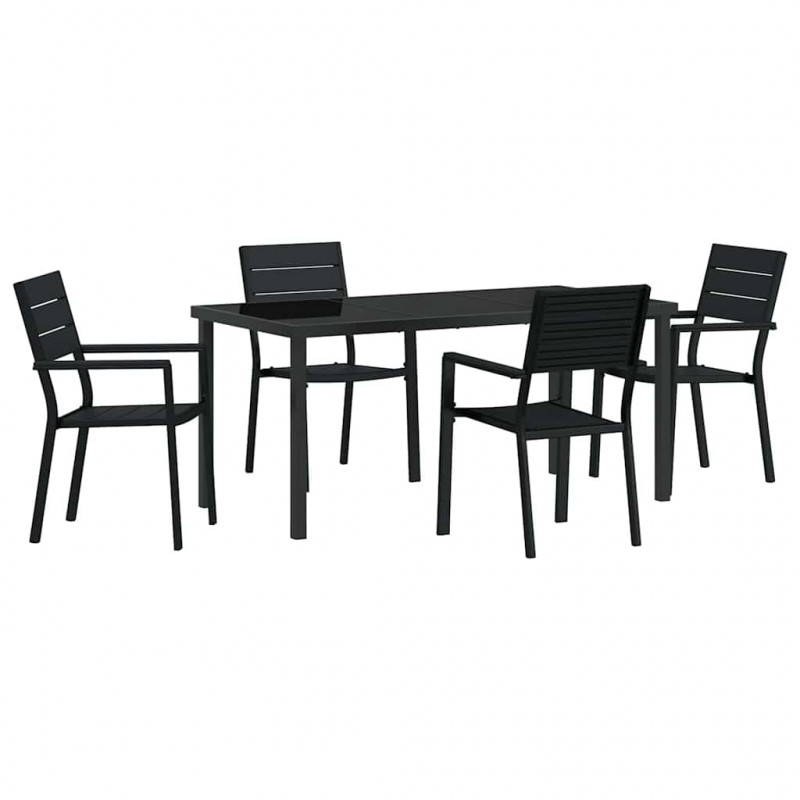 Zestaw do jadalni w ogrodzie 5 pcs Czarny
