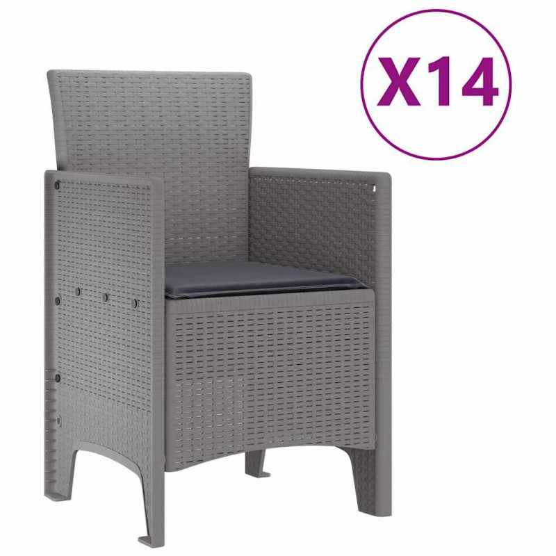 Zestaw do jadalni ogrodowej z poduszkami 15 pcs Jasnoszary PP
