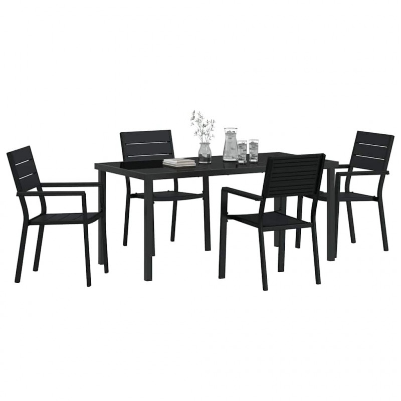 Zestaw do jadalni w ogrodzie 5 pcs Czarny