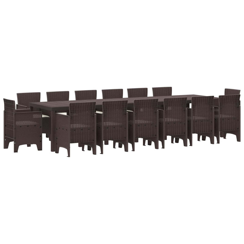 Zestaw do jadalni w ogrodzie 15 pcs Brązowy Rattan Polt