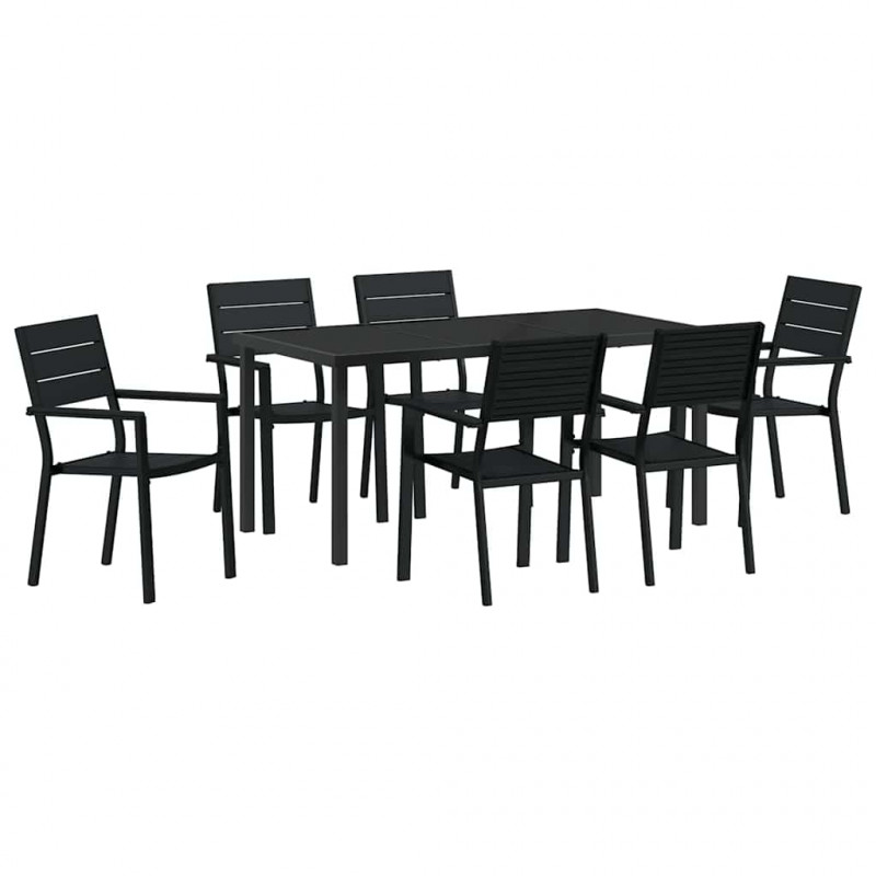 Zestaw do jadalni w ogrodzie 7 pcs Czarny