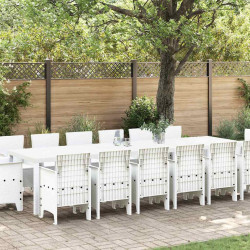 Zestaw do jadalni w ogrodzie 15 pcs Biały Rattan Polt