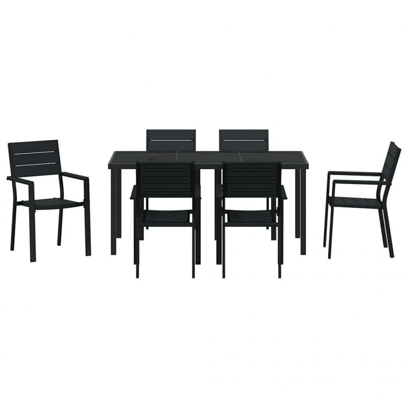 Zestaw do jadalni w ogrodzie 7 pcs Czarny