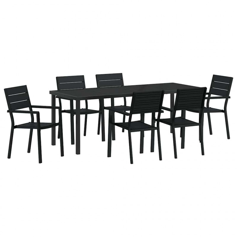 Zestaw do jadalni w ogrodzie 7 pcs Czarny