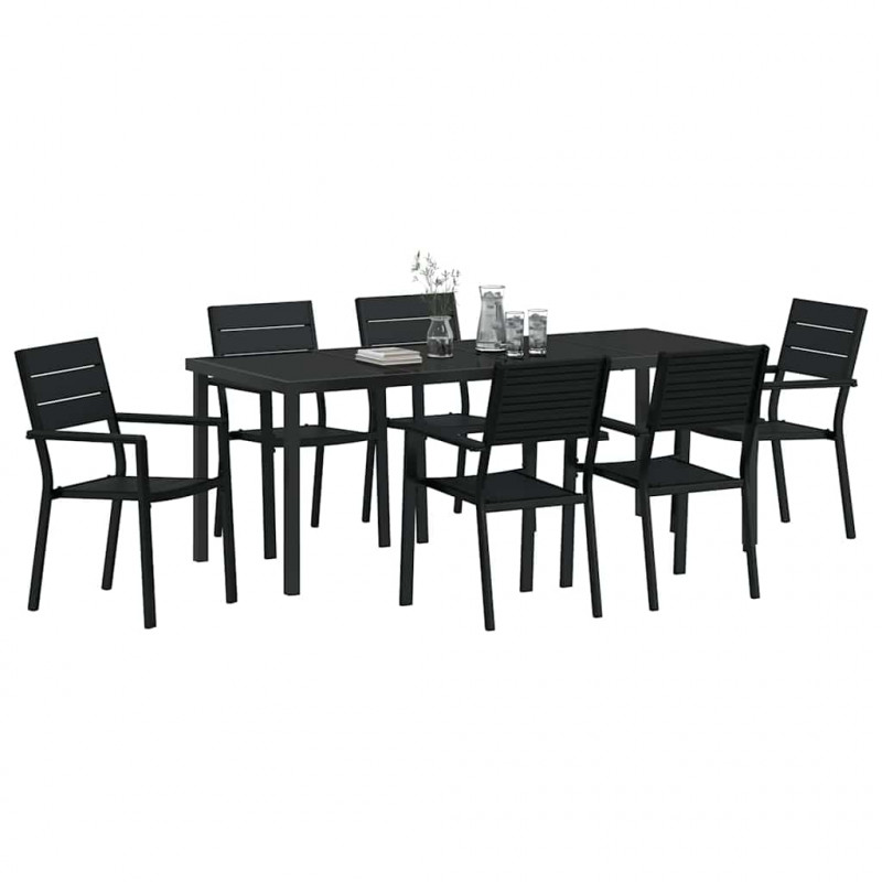 Zestaw do jadalni w ogrodzie 7 pcs Czarny