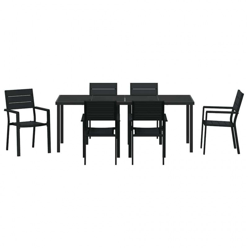 Zestaw do jadalni w ogrodzie 7 pcs Czarny