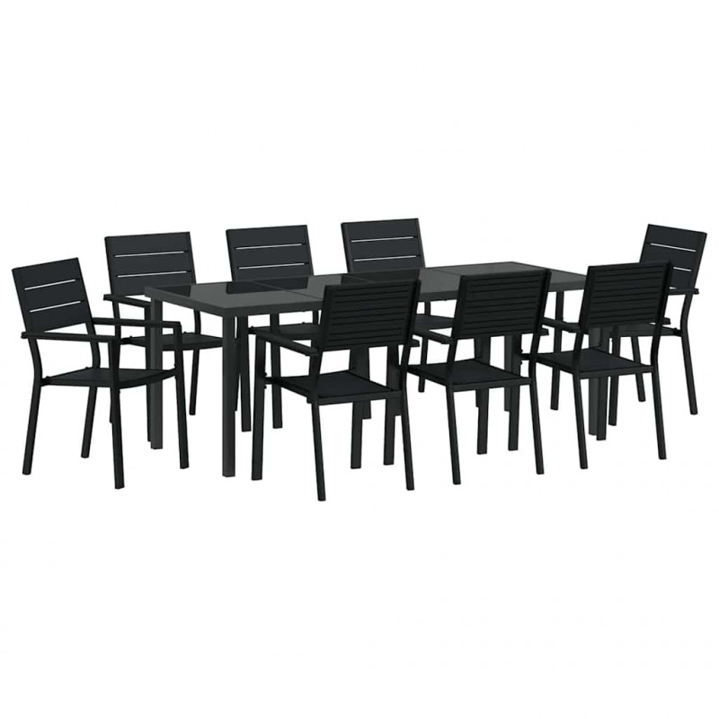 Zestaw do jadalni w ogrodzie 9 pcs Czarny