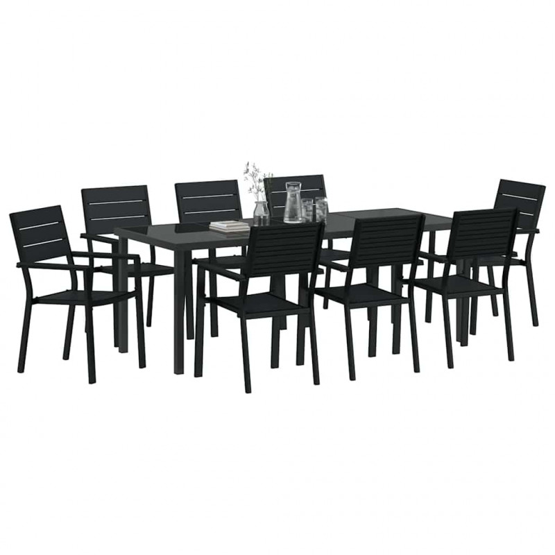 Zestaw do jadalni w ogrodzie 9 pcs Czarny
