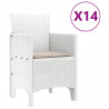 Zestaw do jadalni w ogrodzie 15 pcs Biały Rattan Polt