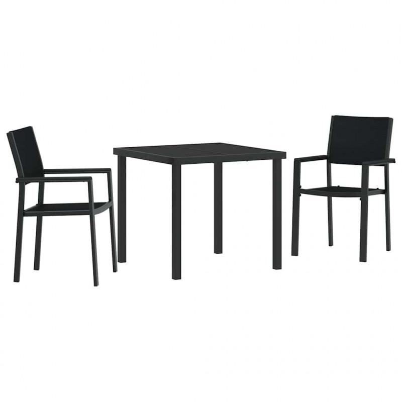 Zestaw do jadalni w ogrodzie 3 pcs Czarny