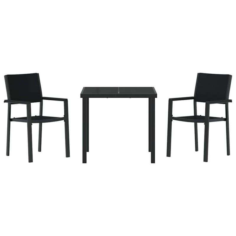 Zestaw do jadalni w ogrodzie 3 pcs Czarny