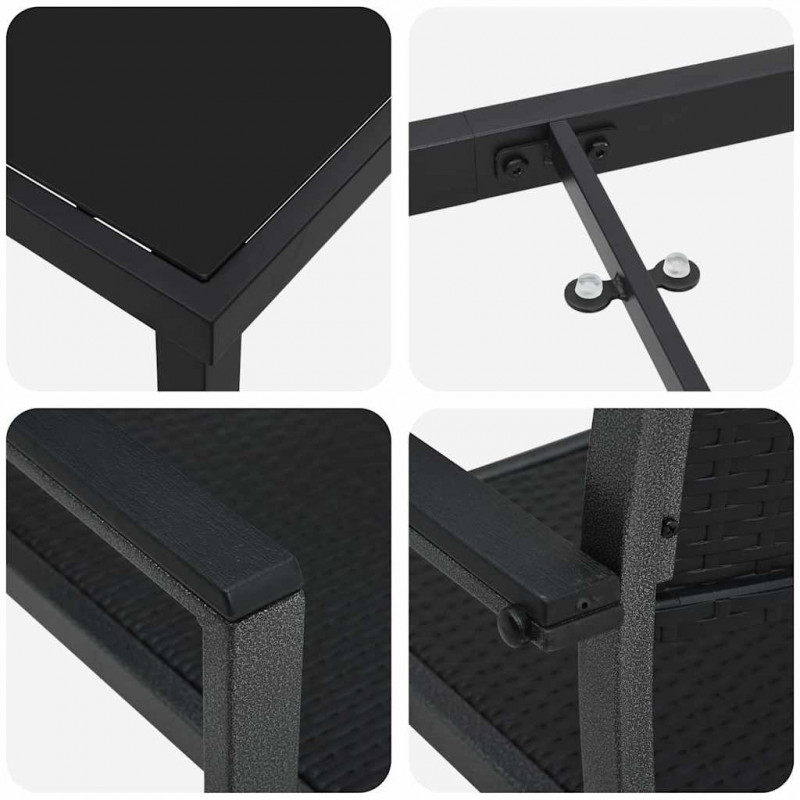 Zestaw do jadalni w ogrodzie 3 pcs Czarny