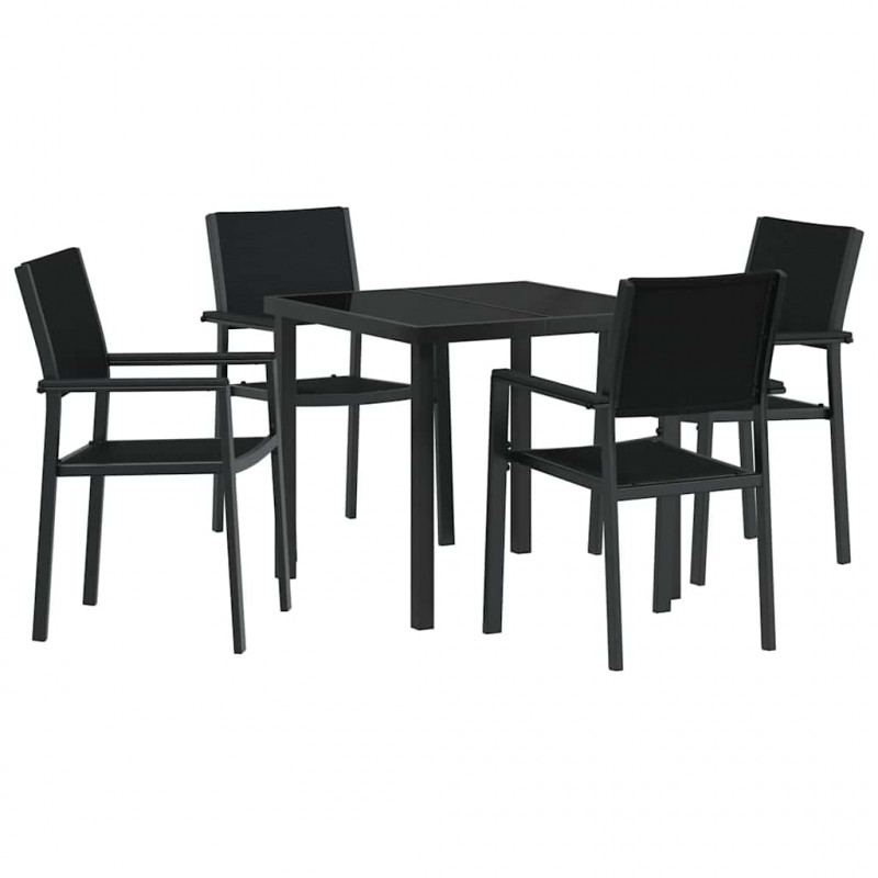 Zestaw do jadalni w ogrodzie 5 pcs Czarny
