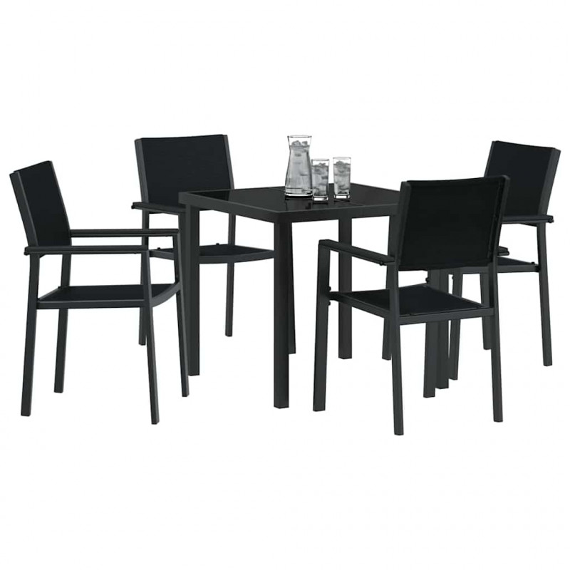 Zestaw do jadalni w ogrodzie 5 pcs Czarny