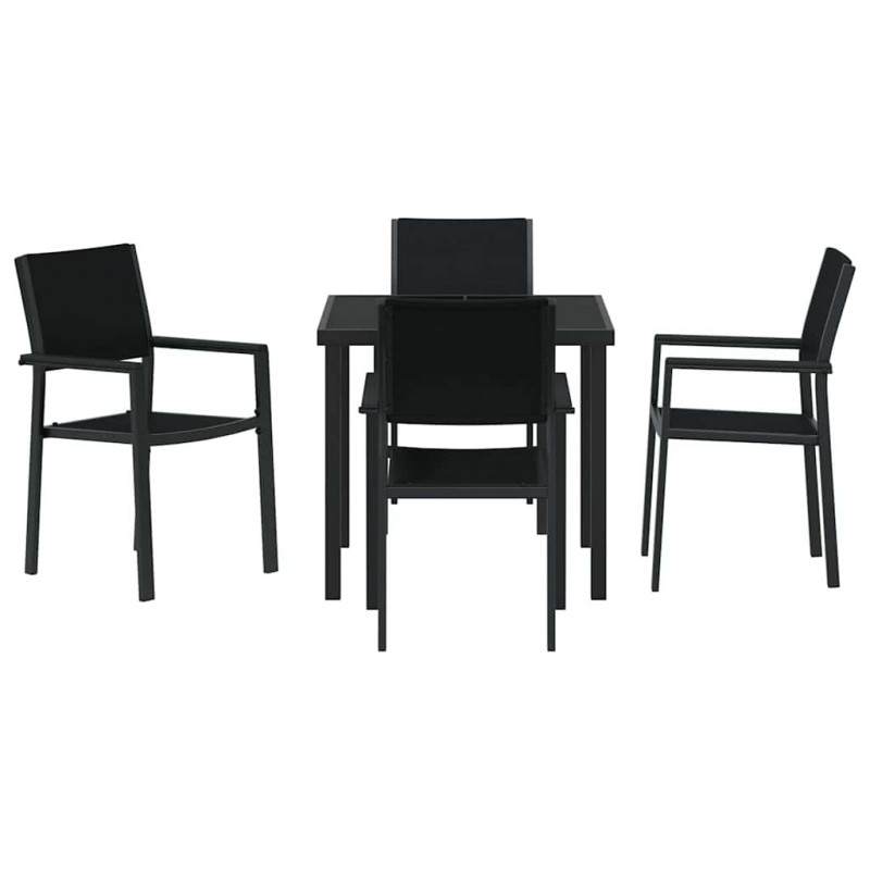 Zestaw do jadalni w ogrodzie 5 pcs Czarny