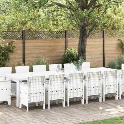 Zestaw do jadalni w ogrodzie 15 pcs Biały Rattan Polt