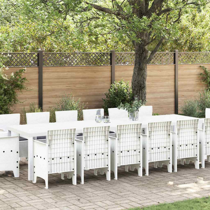 Zestaw do jadalni w ogrodzie 15 pcs Biały Rattan Polt
