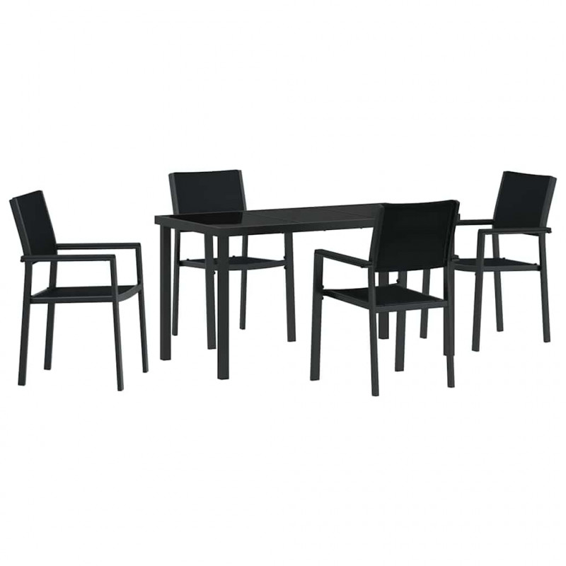 Zestaw do jadalni w ogrodzie 5 pcs Czarny