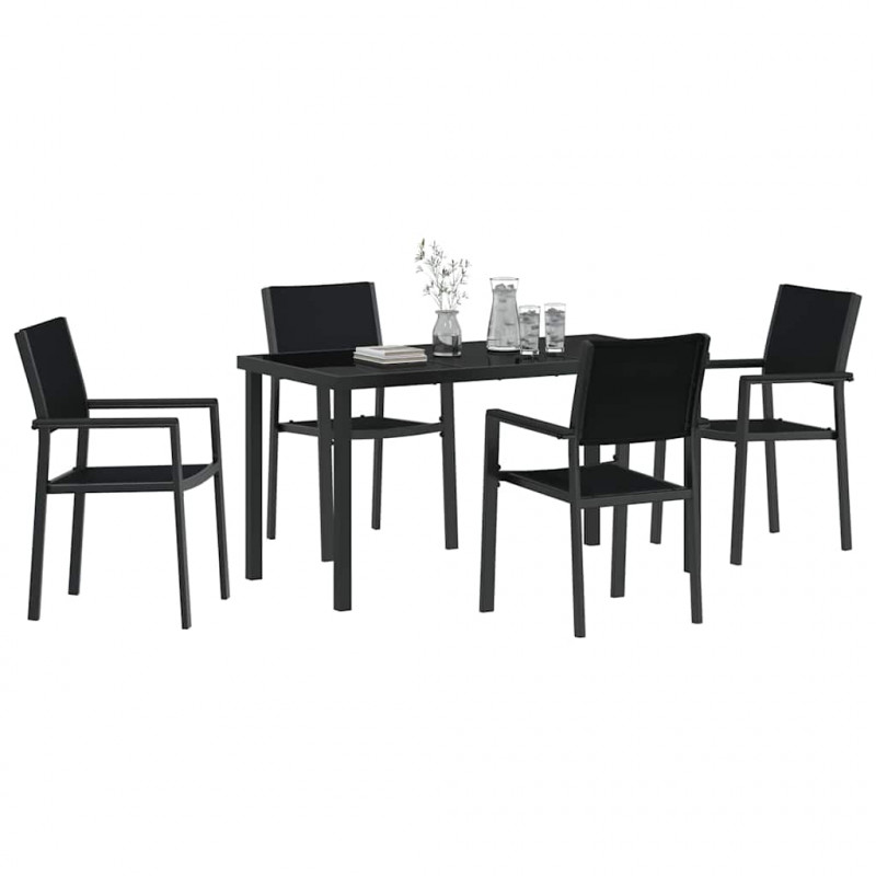 Zestaw do jadalni w ogrodzie 5 pcs Czarny