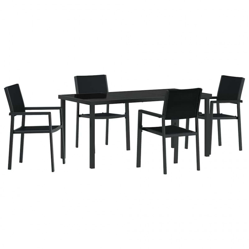 Zestaw do jadalni w ogrodzie 5 pcs Czarny