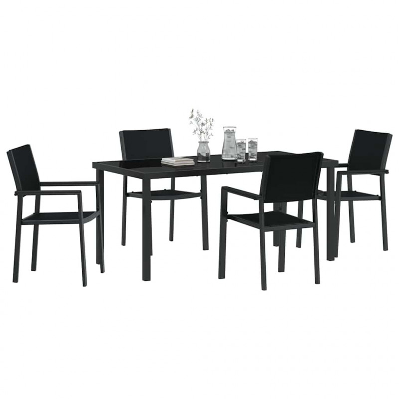 Zestaw do jadalni w ogrodzie 5 pcs Czarny