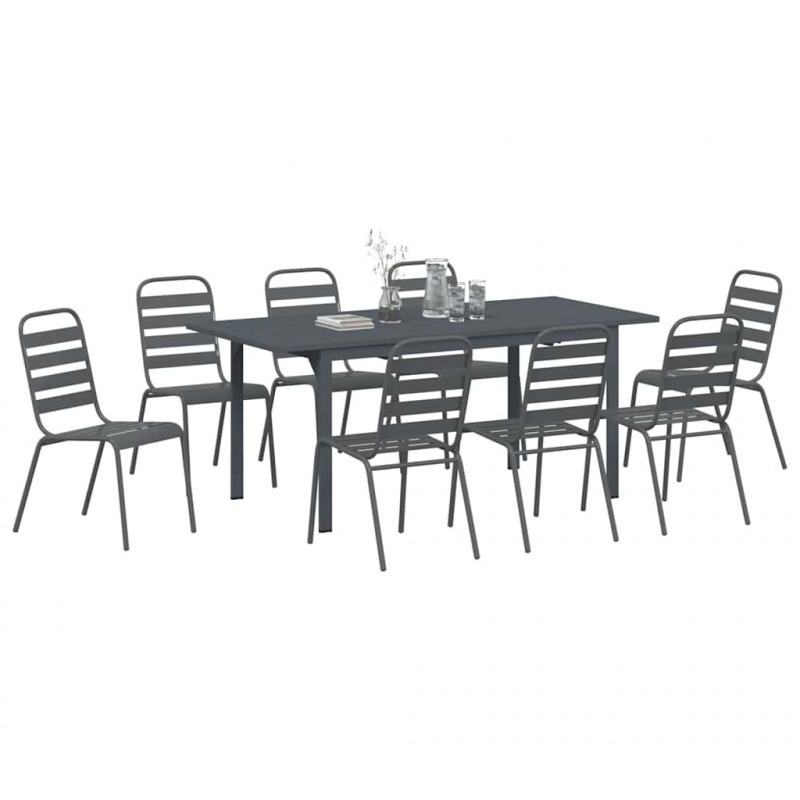Zestaw do jadalni w ogrodzie 9 pcs Antracyt