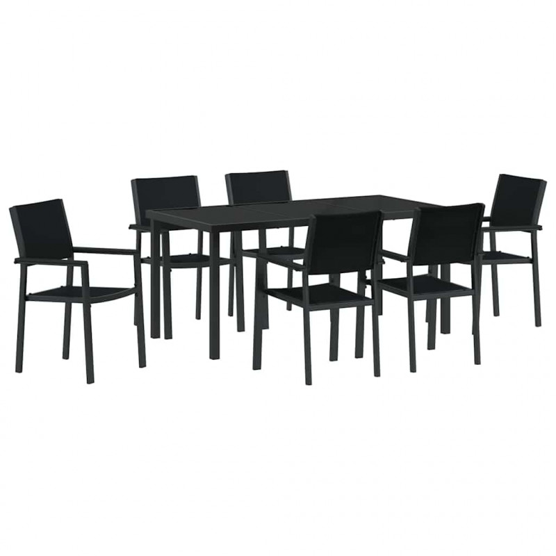 Zestaw do jadalni w ogrodzie 7 pcs Czarny