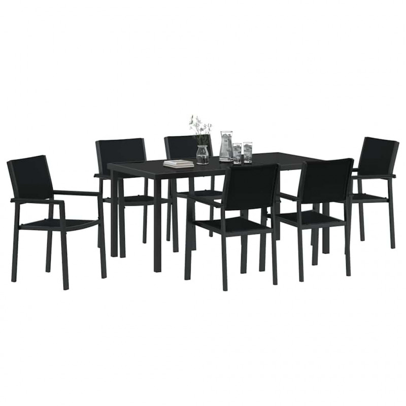 Zestaw do jadalni w ogrodzie 7 pcs Czarny