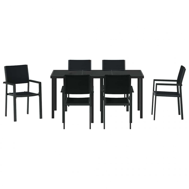 Zestaw do jadalni w ogrodzie 7 pcs Czarny