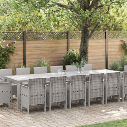 Zestaw do jadalni w ogrodzie 15 pcs Jasnoszary Rattan Polt