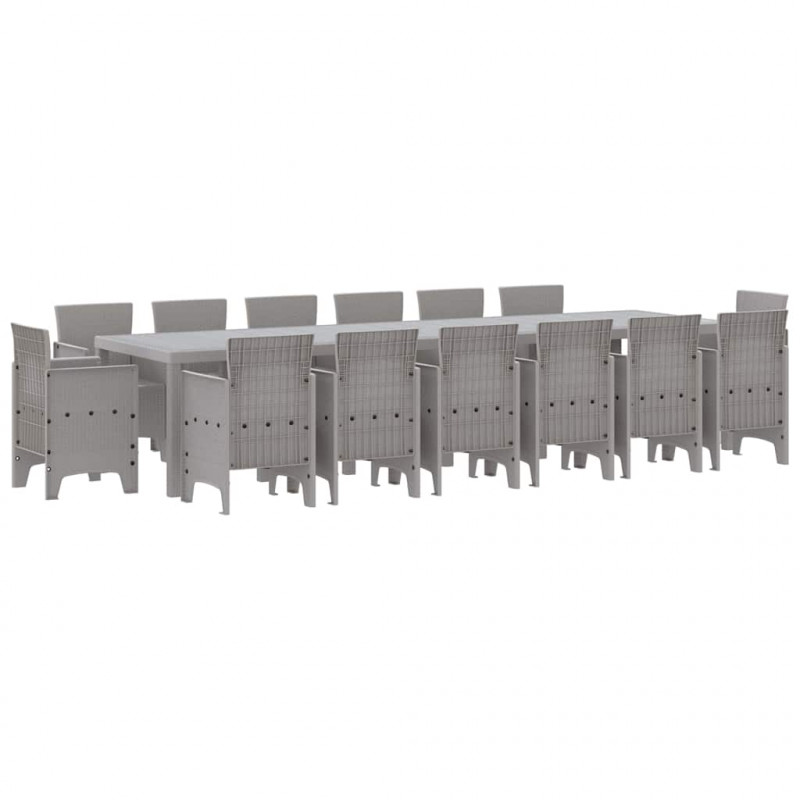 Zestaw do jadalni w ogrodzie 15 pcs Jasnoszary Rattan Polt