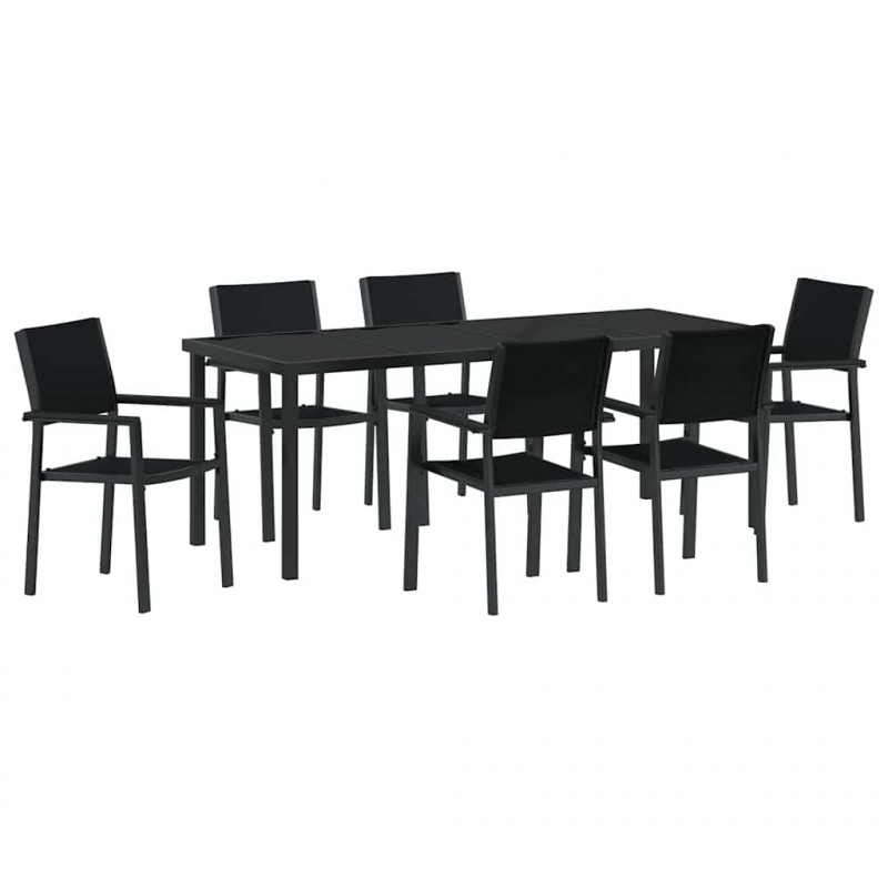 Zestaw do jadalni w ogrodzie 7 pcs Czarny
