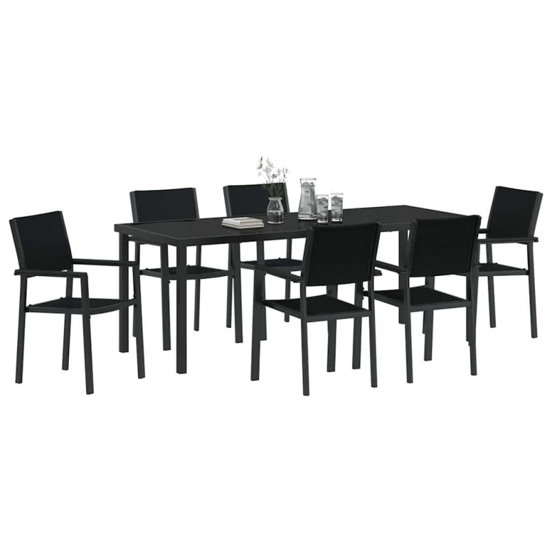 Zestaw do jadalni w ogrodzie 7 pcs Czarny