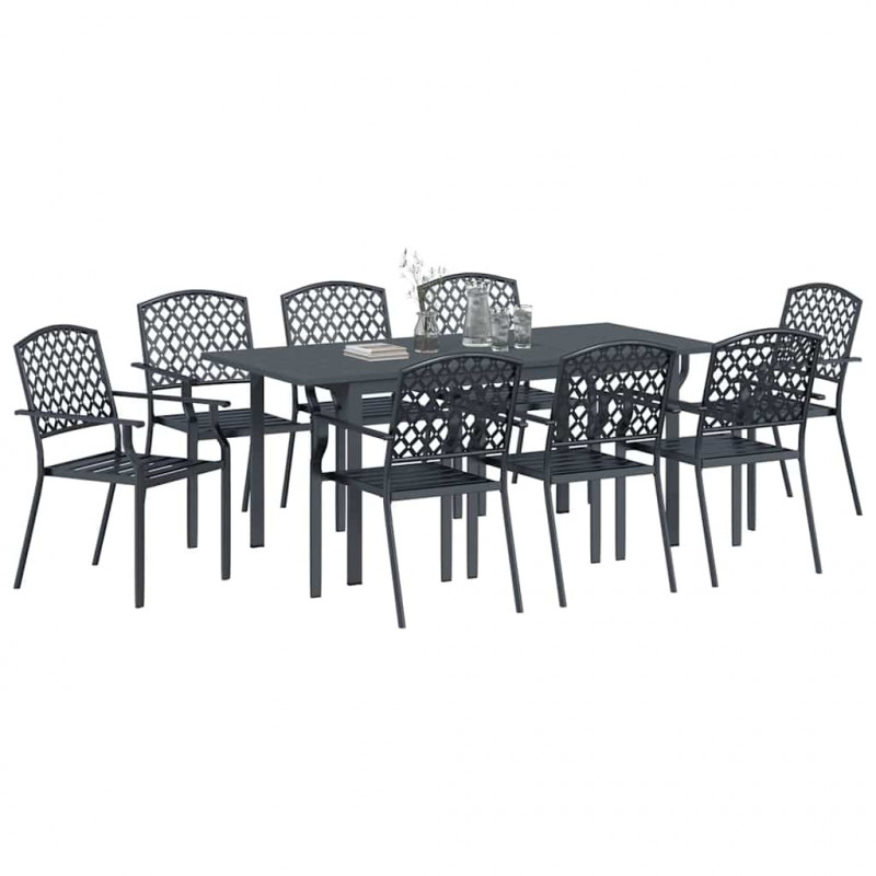 Zestaw do jadalni w ogrodzie 9 pcs Antracyt